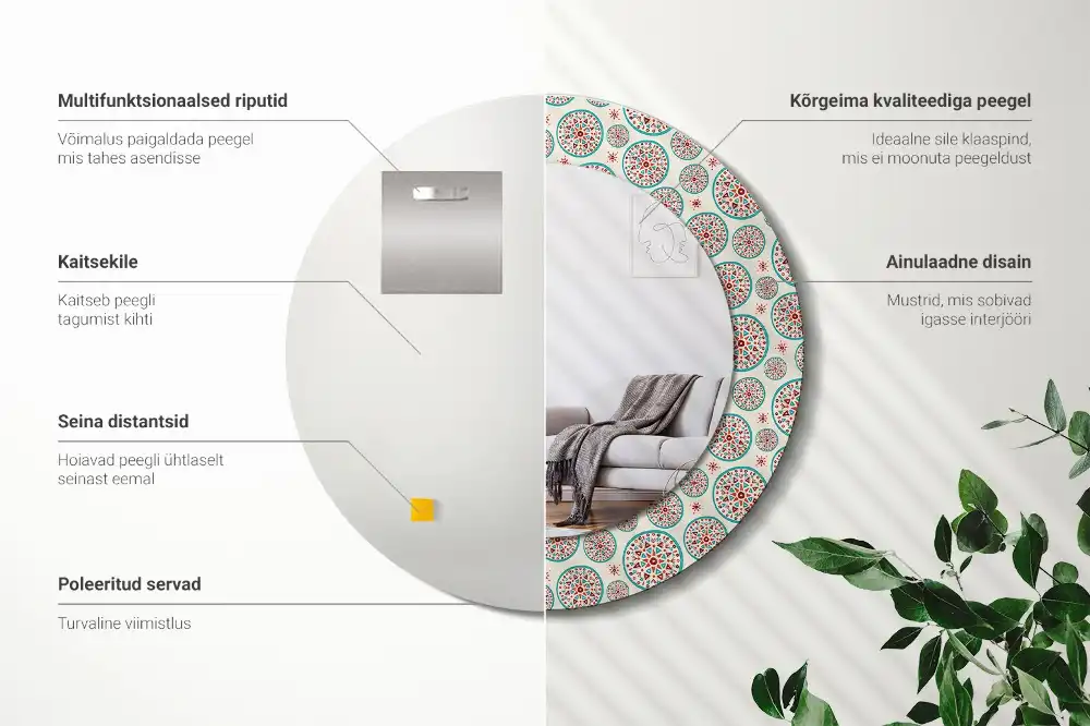 Lustro dekoracyjne okrągłe deseń boho