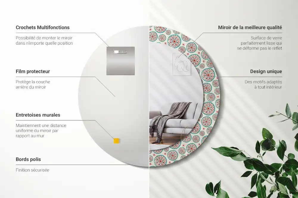 Lustro dekoracyjne okrągłe deseń boho