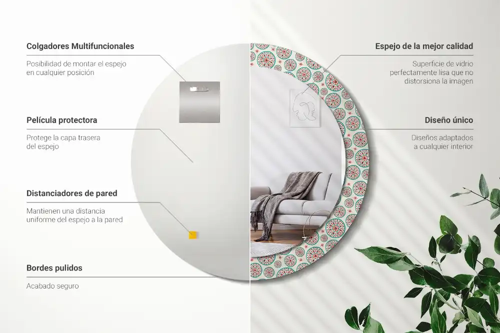 Lustro dekoracyjne okrągłe deseń boho
