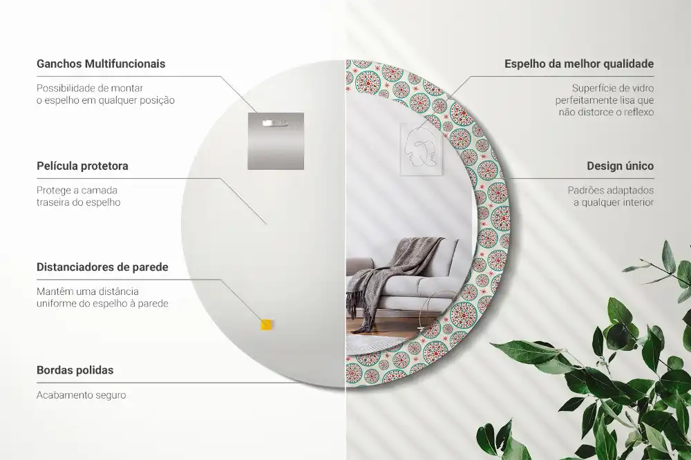 Lustro dekoracyjne okrągłe deseń boho