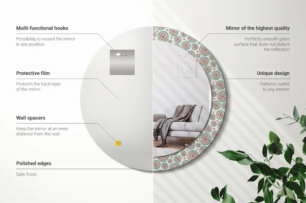 Lustro dekoracyjne okrągłe deseń boho