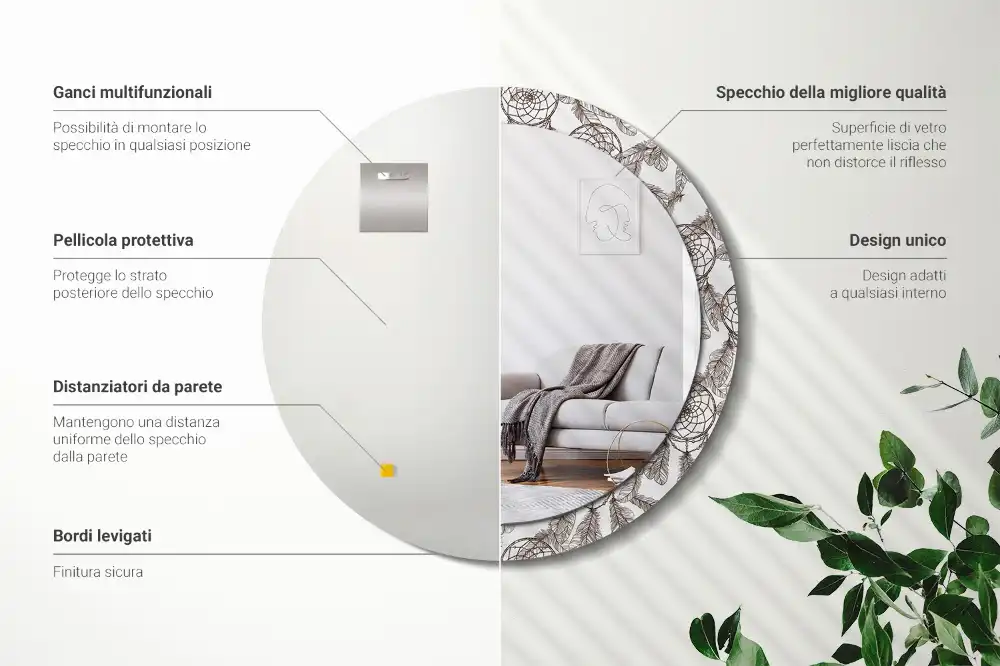 Lustro z drukowaną ramką okrągłe etniczny łapacz snów