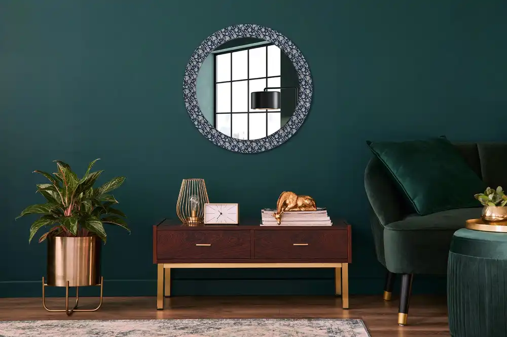 Lustro z nadrukiem okrągłe deseń boho