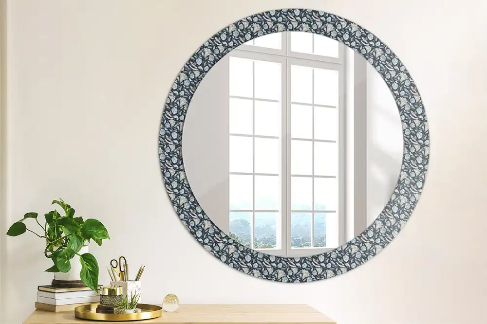 Lustro z nadrukiem okrągłe deseń boho