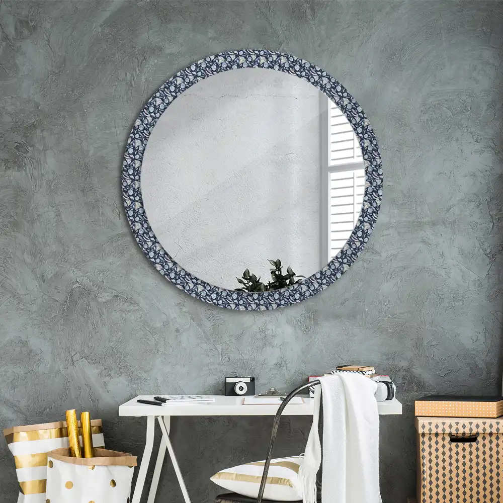 Lustro z nadrukiem okrągłe deseń boho
