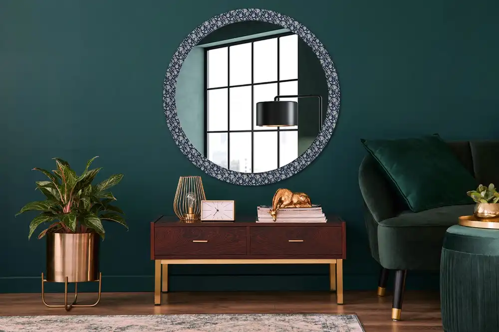 Lustro z nadrukiem okrągłe deseń boho