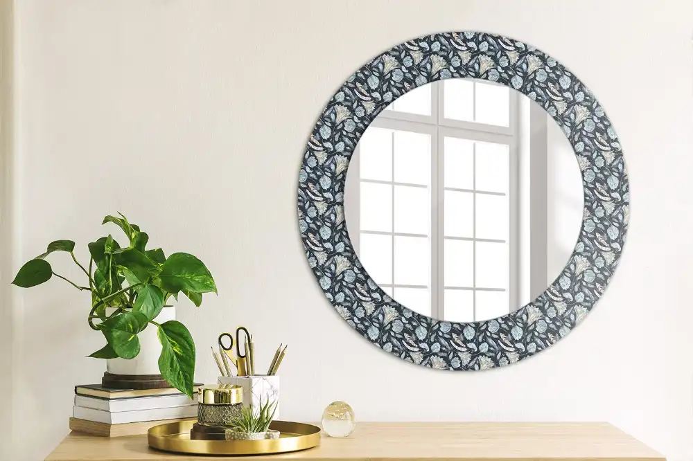 Lustro z nadrukiem okrągłe deseń boho