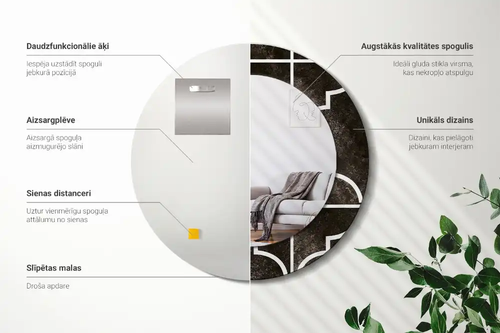 Lustro z nadrukiem okrągłe wzór antyczny