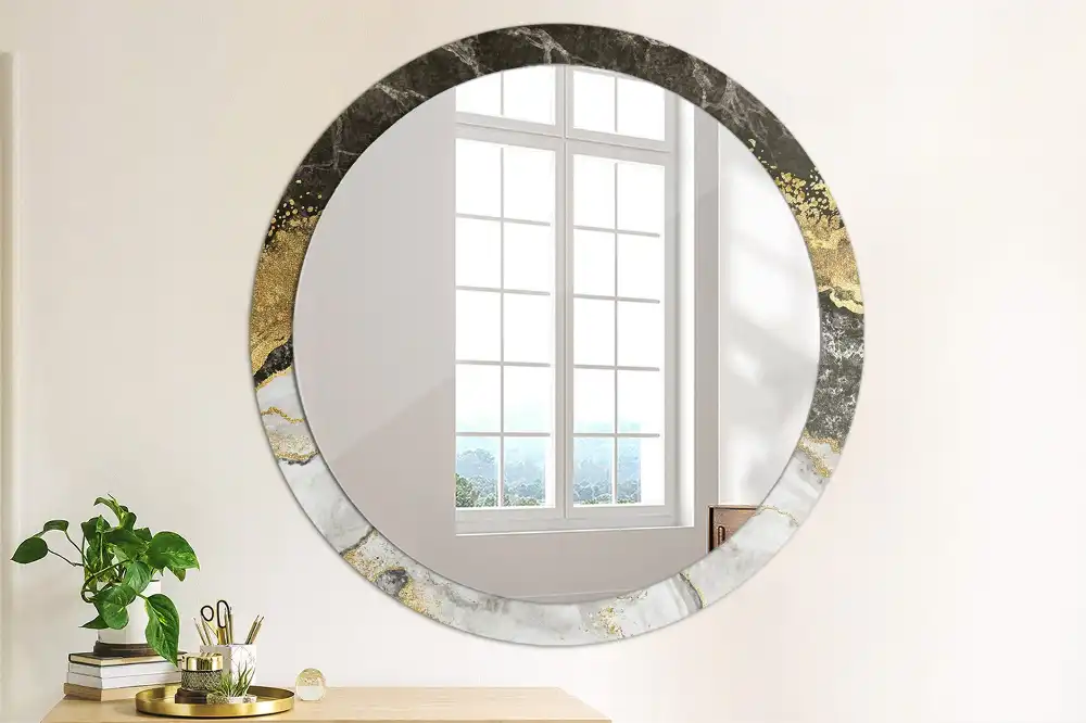 Lustro ścienne dekoracyjne okrągłe loftowy marmur