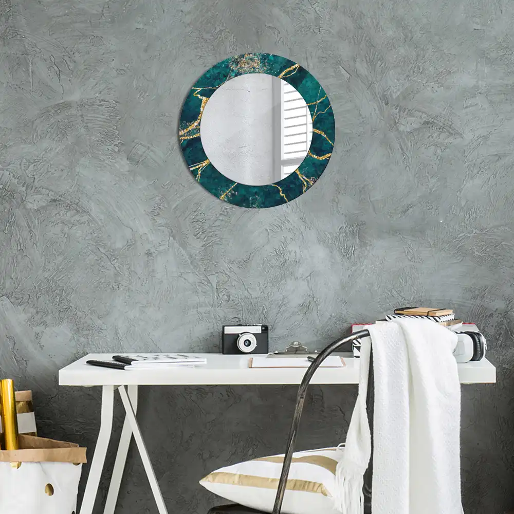 Lustro dekoracyjne okrągłe marmur zielony