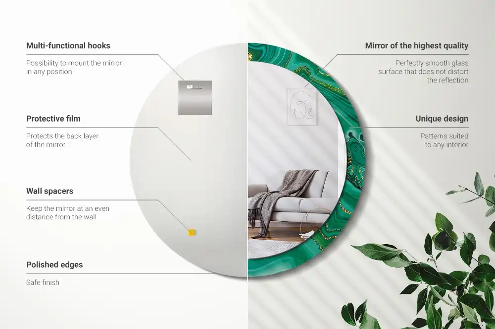 Lustro dekoracyjne okrągłe marmur agatowy