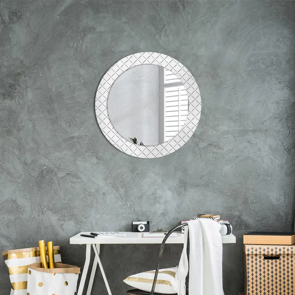Lustro ramka z nadrukiem okrągłe linie poprzeczne