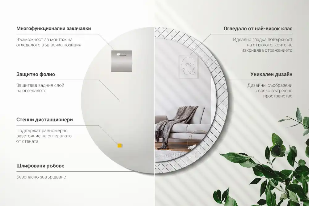 Lustro ramka z nadrukiem okrągłe linie poprzeczne