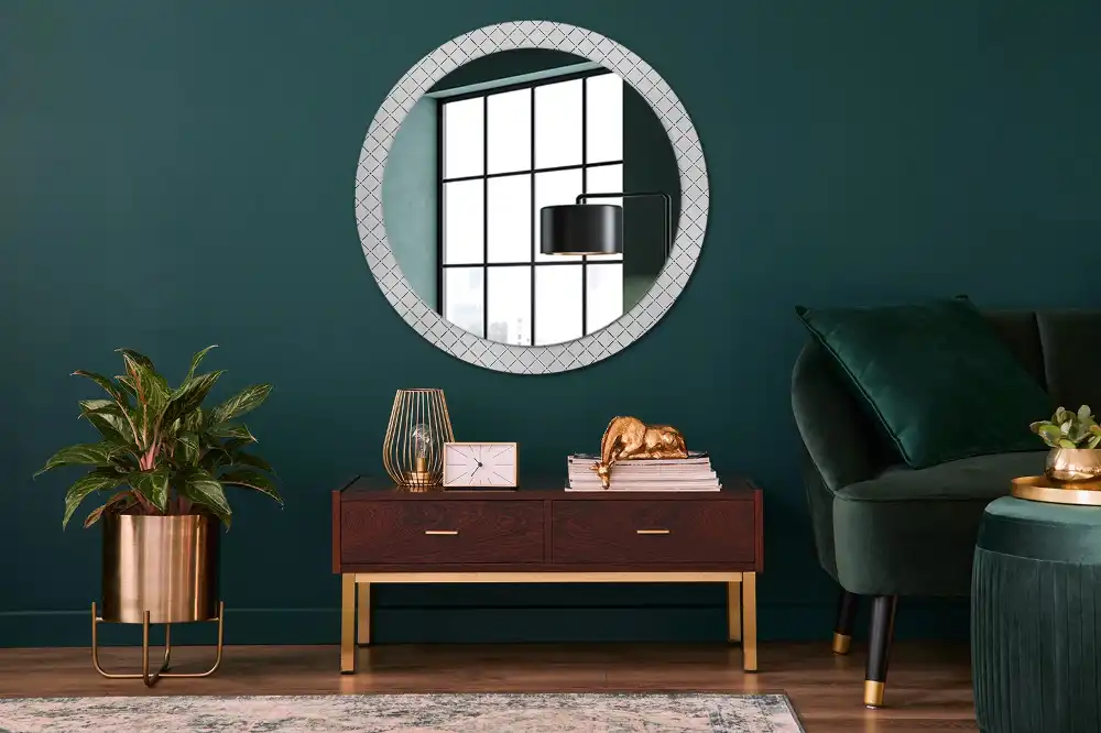 Lustro ramka z nadrukiem okrągłe linie poprzeczne