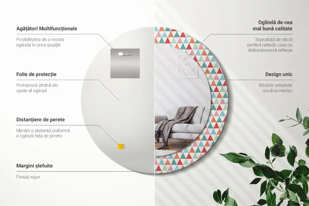 Lustro ścienne dekoracyjne okrągłe wzór geometryczny