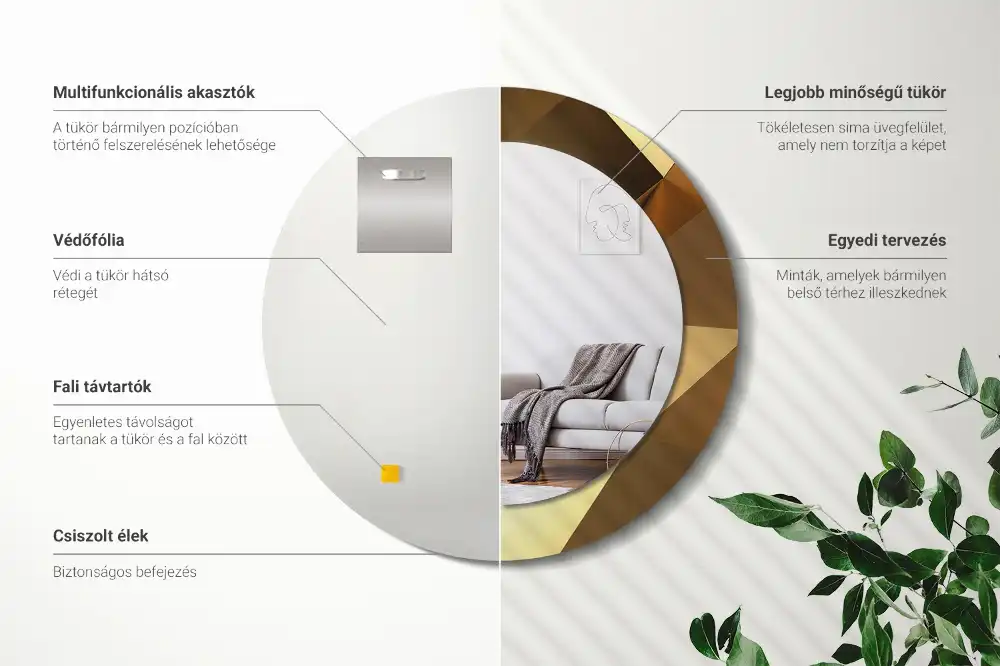Lustro z nadrukiem okrągłe wzór geometryczny