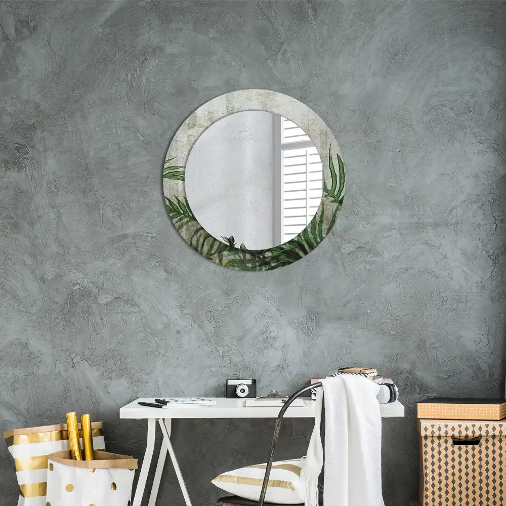 Lustro z nadrukiem dekoracyjne okrągłe liście paprotki