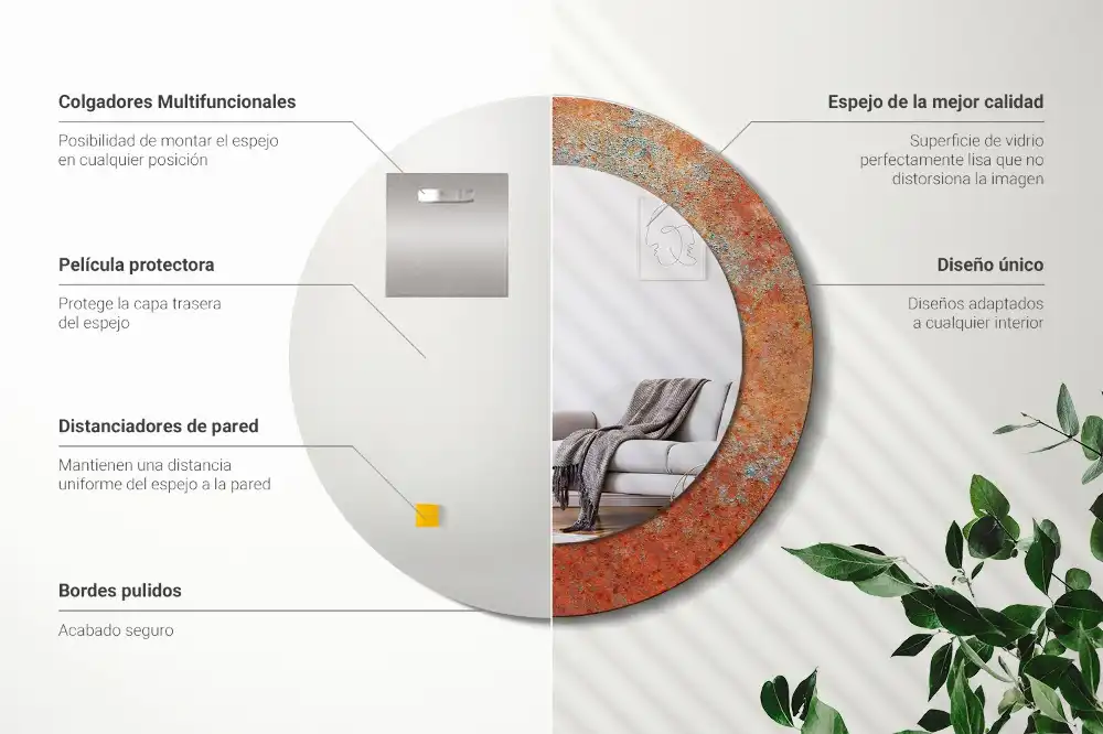 Lustro dekoracyjne okrągłe metal rdzawy