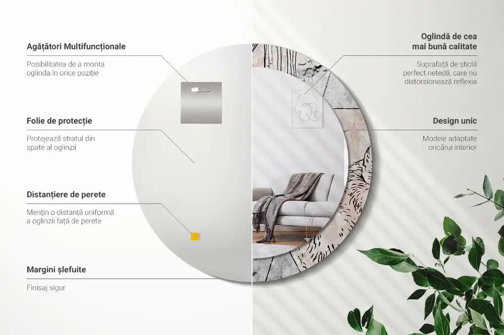 Lustro ramka z nadrukiem okrągłe zwierzęta abstrakcyjne