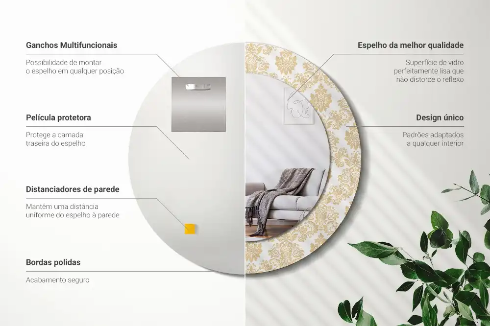 Lustro dekoracyjne okrągłe wzór barokowy