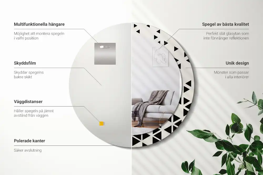 Lustro z drukowaną ramką okrągłe geometria abstrakcyjna
