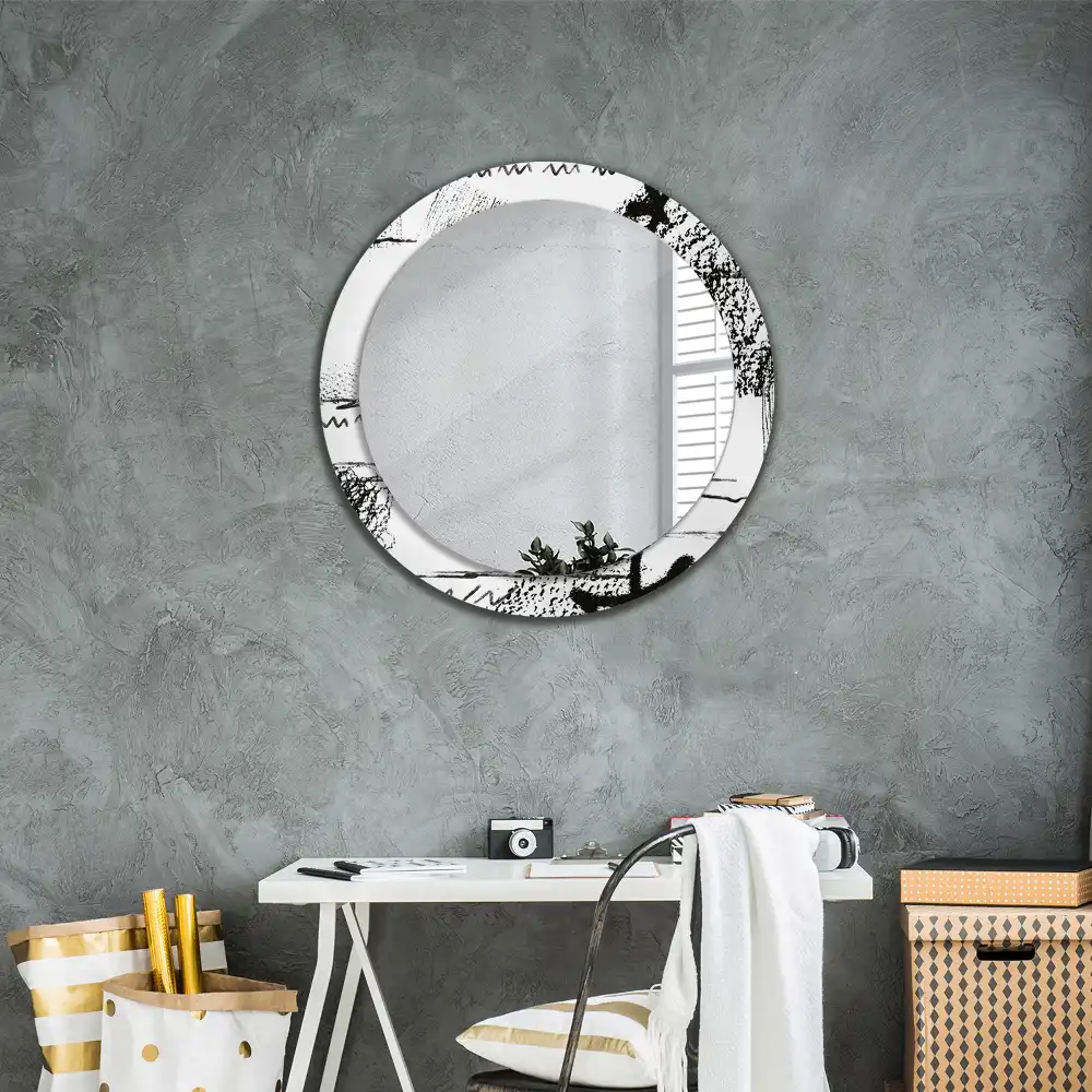 Lustro ramka z nadrukiem okrągłe wzór z graffiti