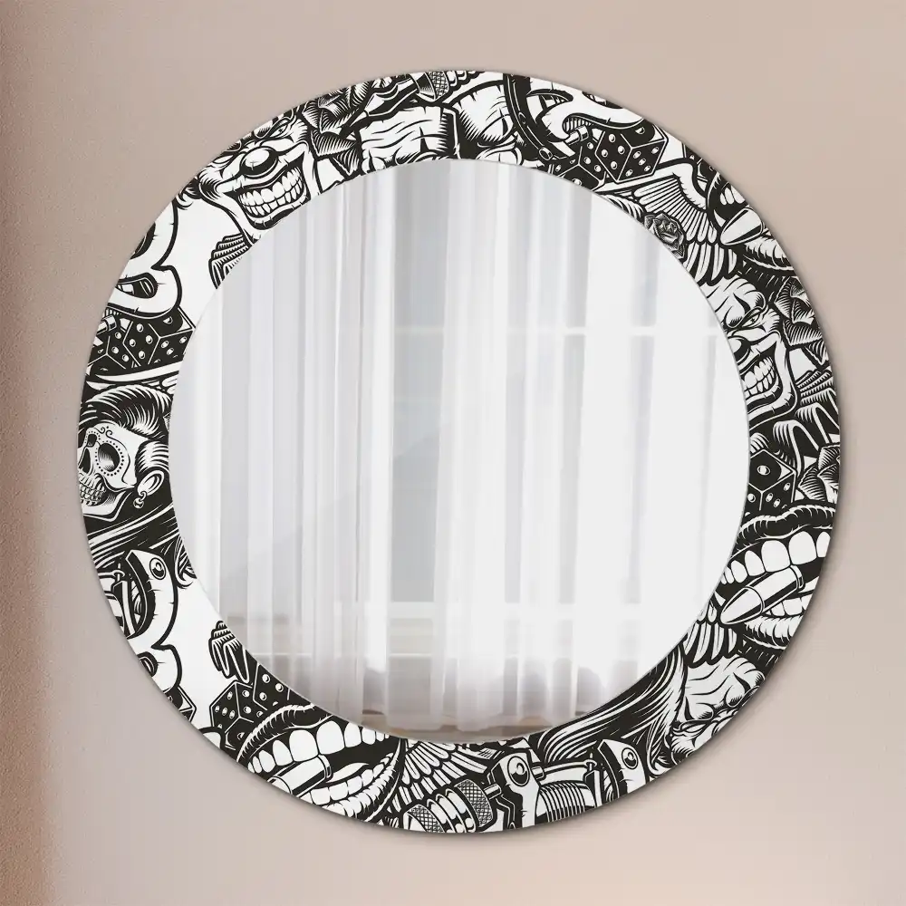 Lustro dekoracyjne okrągłe graffiti z klaunami