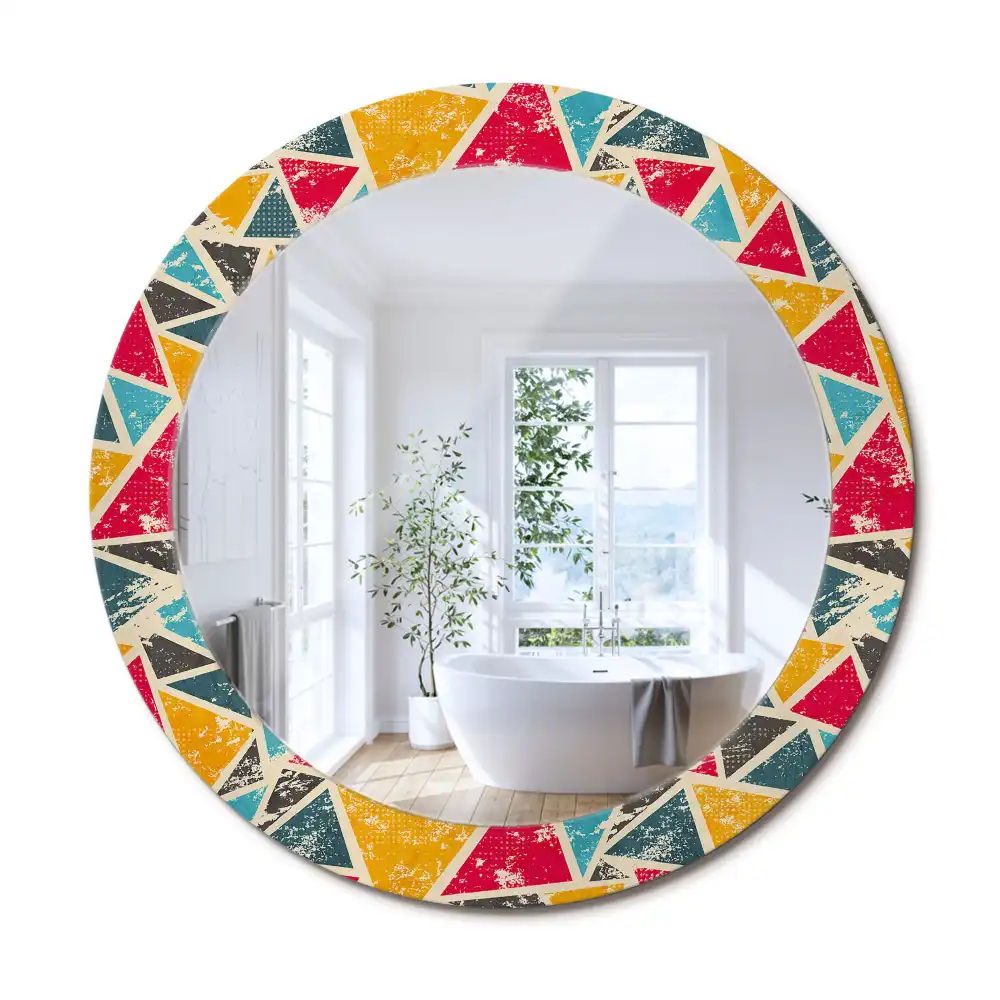 Lustro okrągłe z nadrukiem w stylistyce retro