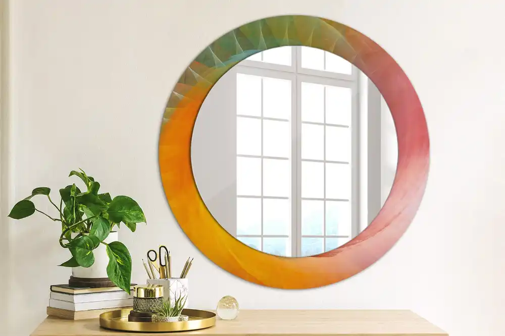 Lustro z drukowaną ramką okrągłe zestawienie kolorów
