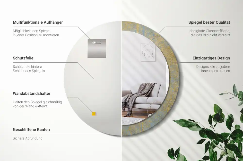 Lustro dekoracyjne okrągłe wzór w stylu loft