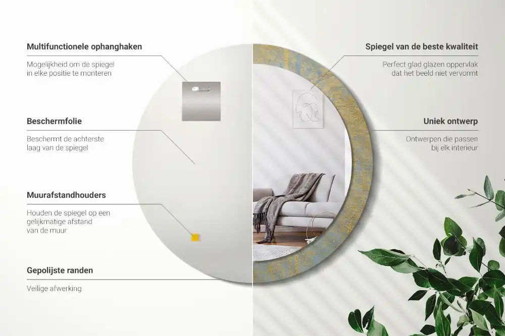 Lustro dekoracyjne okrągłe wzór w stylu loft