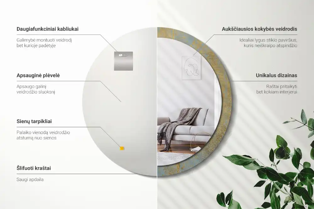Lustro dekoracyjne okrągłe wzór w stylu loft