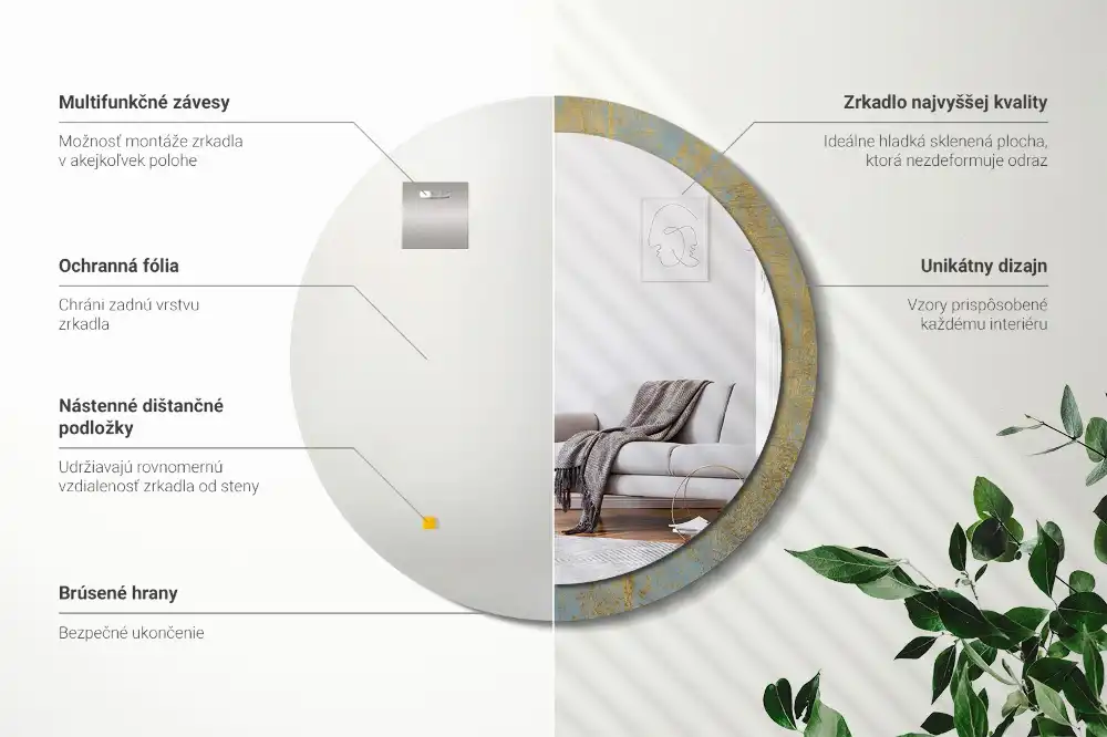 Lustro dekoracyjne okrągłe wzór w stylu loft
