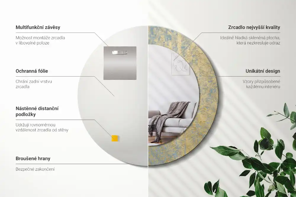 Lustro dekoracyjne okrągłe wzór w stylu loft