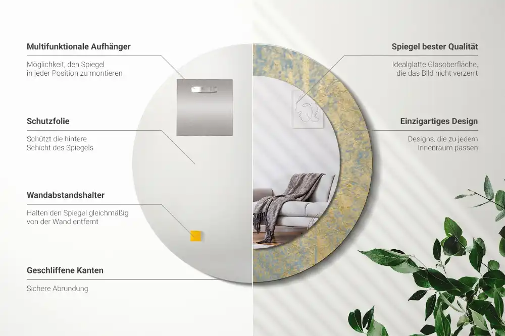 Lustro dekoracyjne okrągłe wzór w stylu loft