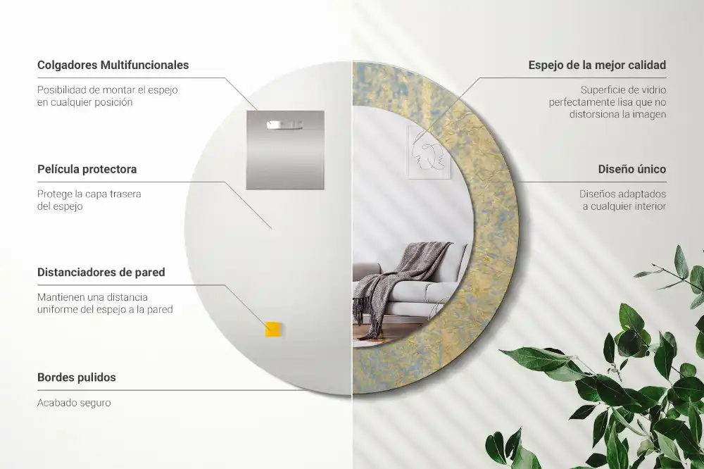 Lustro dekoracyjne okrągłe wzór w stylu loft