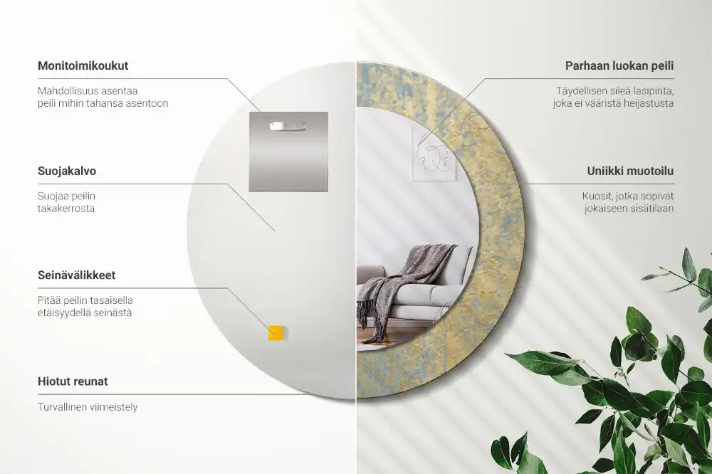 Lustro dekoracyjne okrągłe wzór w stylu loft