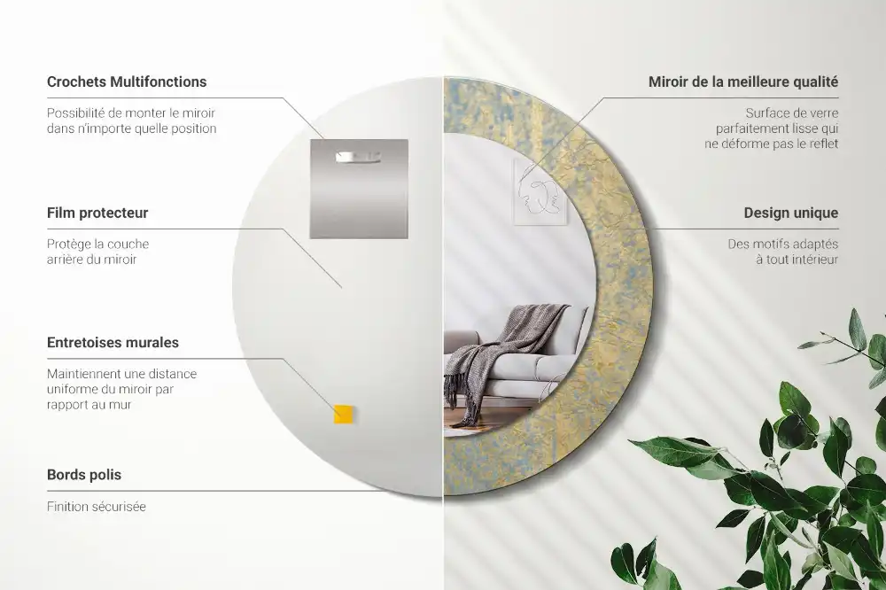 Lustro dekoracyjne okrągłe wzór w stylu loft