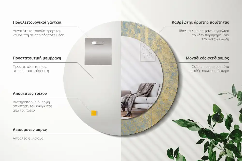 Lustro dekoracyjne okrągłe wzór w stylu loft