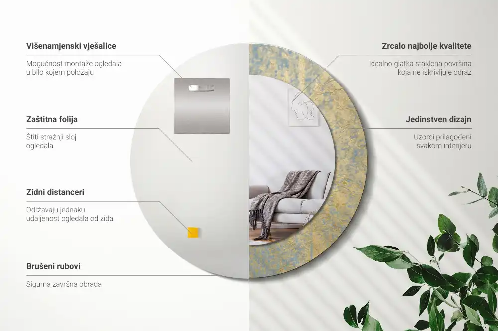 Lustro dekoracyjne okrągłe wzór w stylu loft