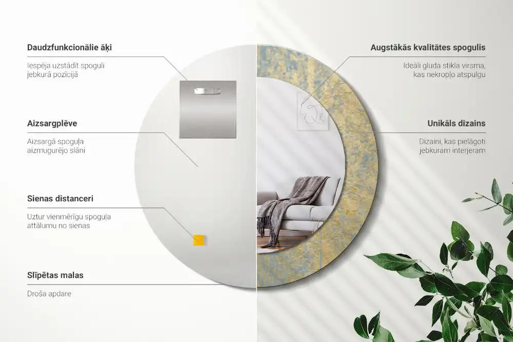 Lustro dekoracyjne okrągłe wzór w stylu loft