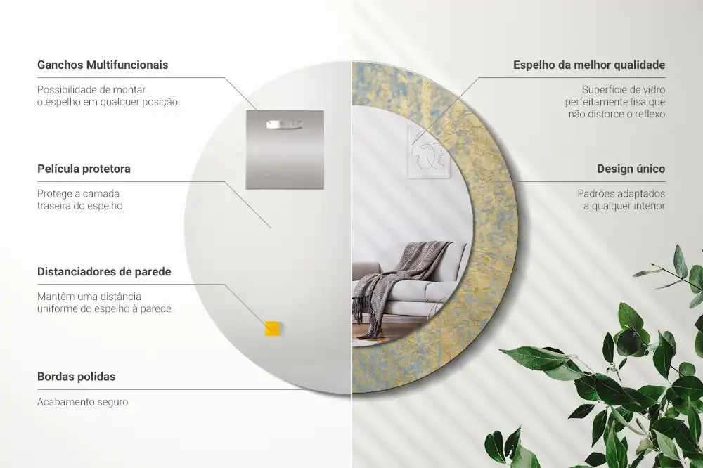 Lustro dekoracyjne okrągłe wzór w stylu loft