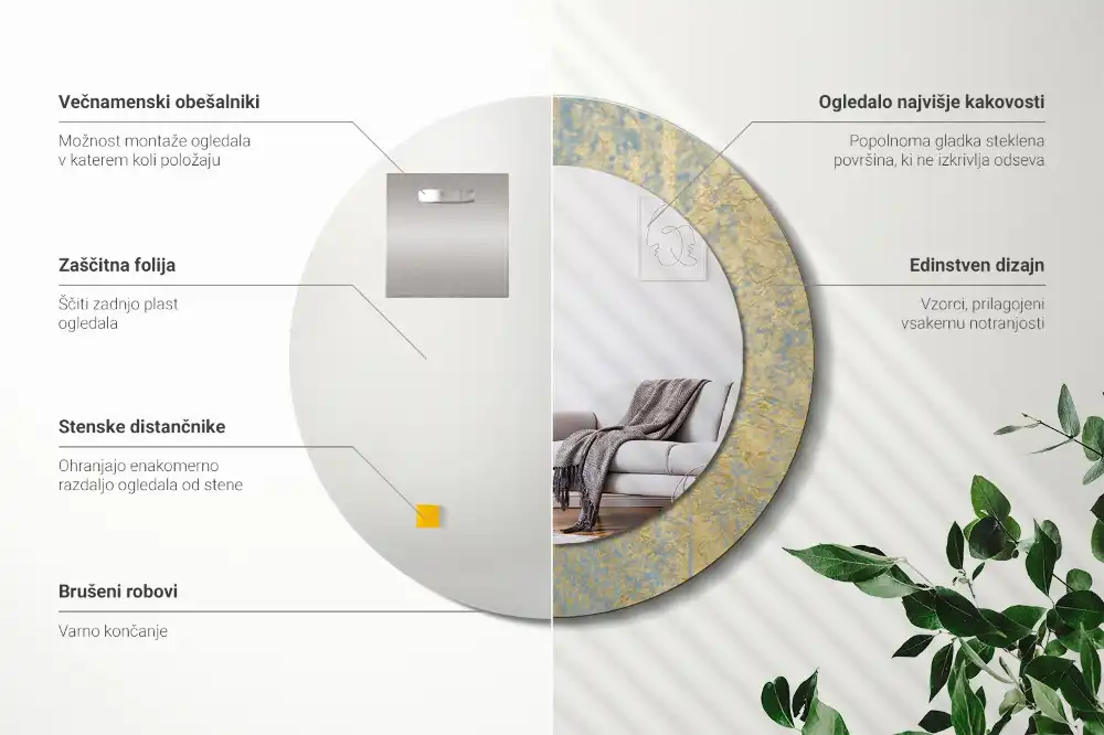 Lustro dekoracyjne okrągłe wzór w stylu loft