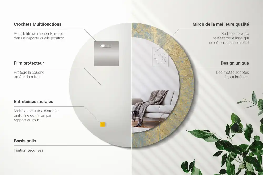 Lustro dekoracyjne okrągłe wzór w stylu loft