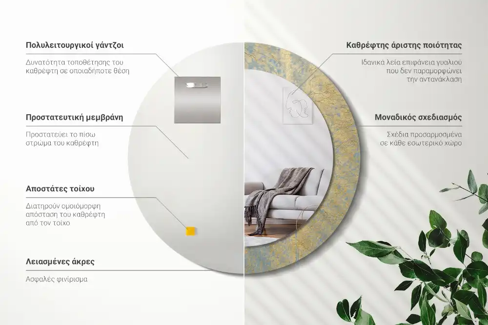 Lustro dekoracyjne okrągłe wzór w stylu loft