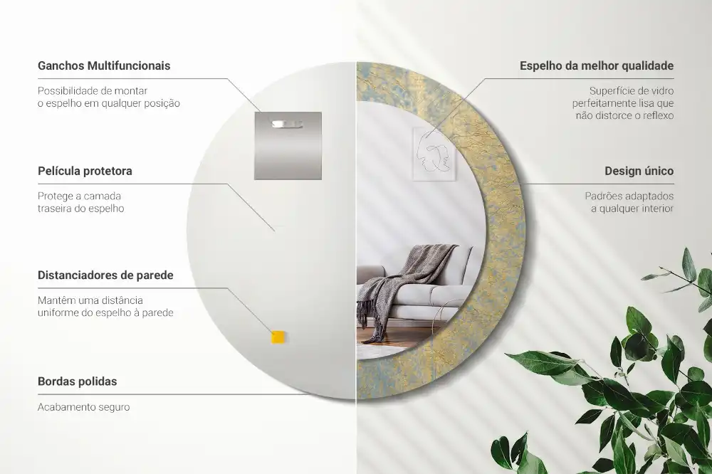 Lustro dekoracyjne okrągłe wzór w stylu loft