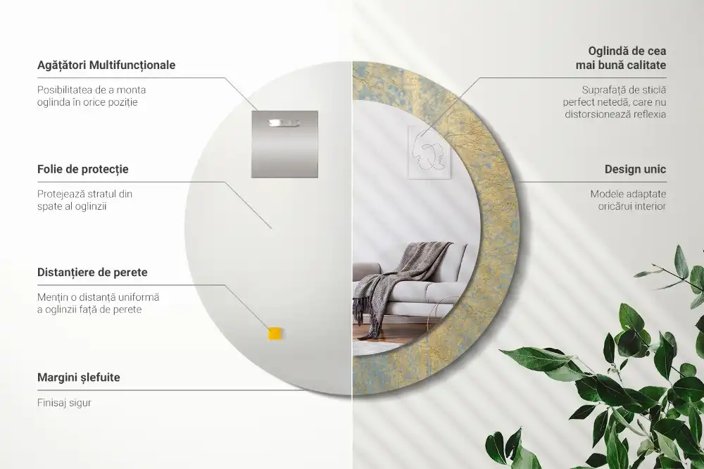 Lustro dekoracyjne okrągłe wzór w stylu loft