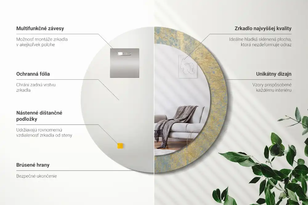 Lustro dekoracyjne okrągłe wzór w stylu loft