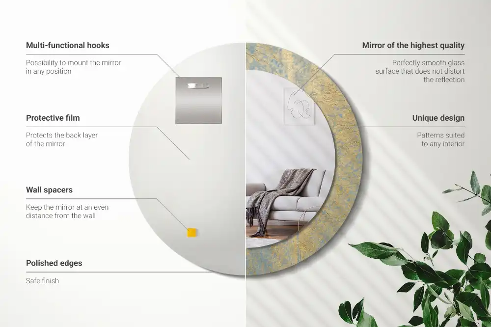 Lustro dekoracyjne okrągłe wzór w stylu loft