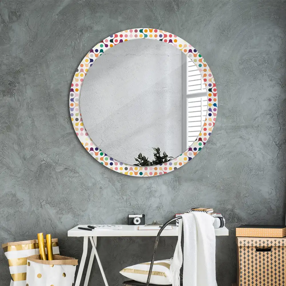 Lustro ramka z nadrukiem okrągłe kropki w stylu pop art